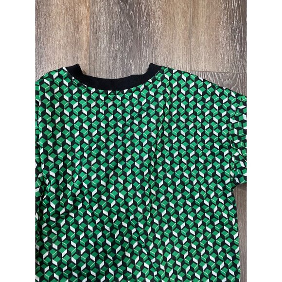 Andrew Marc Sport Green & Black Geometric Pattern Button-Up Preppy Cardigan L - Picture 5 of 5